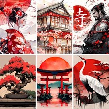 6 Pack Paint by Numbers Kit for Adults   Japanese Aesthetics   Elegant Paint ...