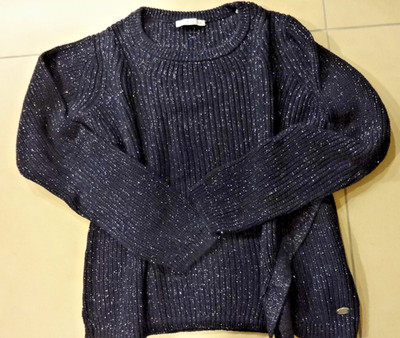 dunkelblauer Pullover mit Lurexfäden von Esprit für Damen, Gr. M