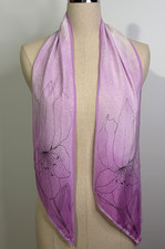 Vera Neumann-Vintage Speckled Lavender- White w/ Black Floral Print Oblong Scarf