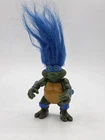 Teenage Mutant Ninja Turtles Leonardo Troll Doll Blue Hair TNMT Playmates Vtg