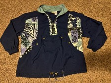 Vintage 90s Nike Windbreaker Woman s Large Sz 14 Blue Half Zip Spell Out