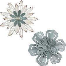 Metal Flower Wall Decor, 2 PCS 11" Metal Farmhouse Wall Decor, Floral Metal