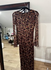 Leopard Long Sleeve Scoop Back Dress