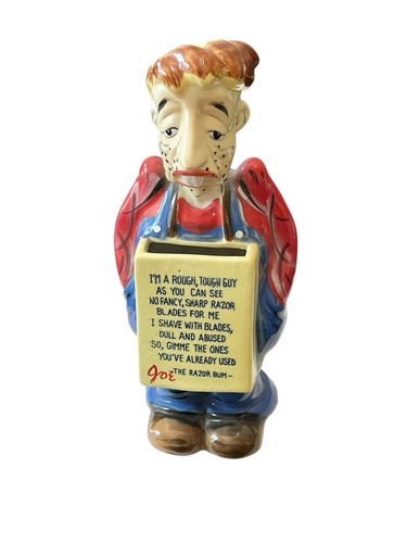 Vintage The Razor Bum Figurine RARE Barber Shop Razor Blade Bank Ceramic