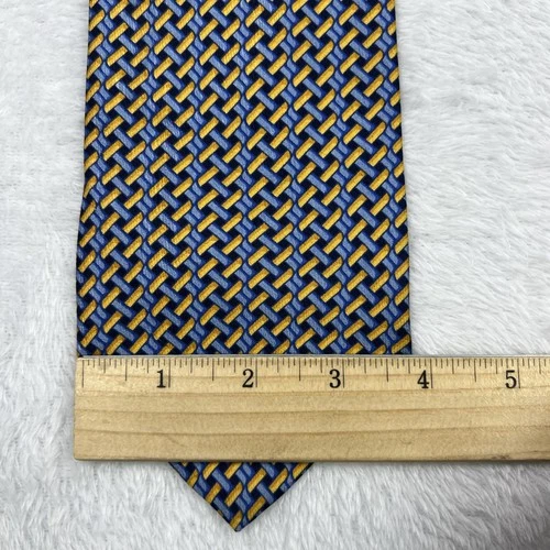 Bolgheri Blue Yellow Geometric Men’s Tie 3.75x58” Silk Made In Italy image 4