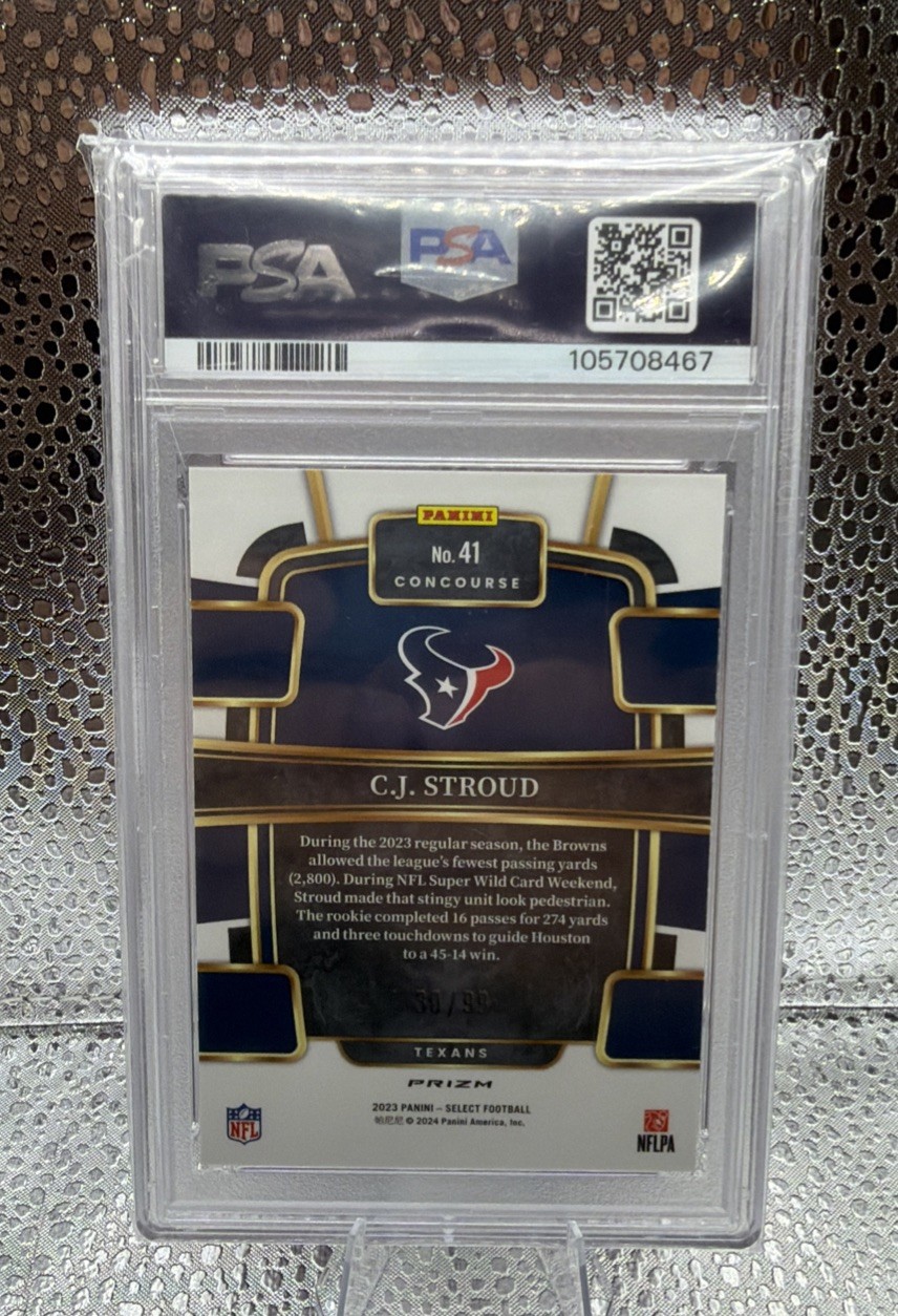 2023 Select - CJ Stroud RC Red Prizm /99 #41 PSA 10 Color Match Houston Texans view 2