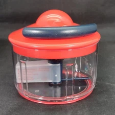 Kuhn Rikon Swiss Pull Chop Manual Food Chopper Hand Operated Red & Gray NEW