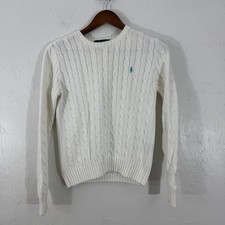 Vintage Ralph Lauren Cable Knit Sweater Womens Medium Preppy Pull over