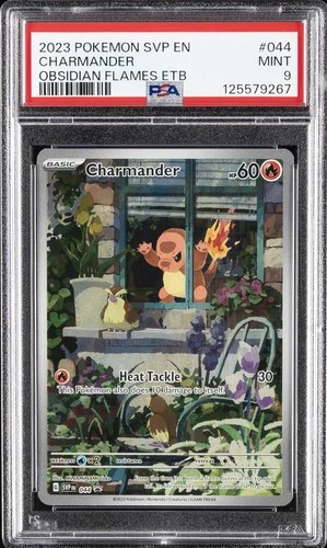 2023 POKEMON SVP OBSIDIAN FLAMES ELITE TRAINER BOX #044 CHARMANDER PSA 9