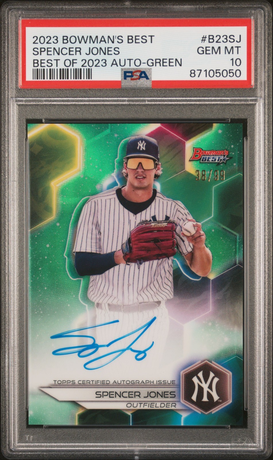 2023 Bowman's Best Spencer Jones #B23SJ Best of 2023 Auto Green #/99 PSA 10 🔥