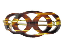 BEAUTIFUL TWISTED CARVED FAUX TORTOISE COLOR HAIR BARRETTE PLASTIC FRANCE
