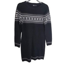 Neve Woman's Size M Sweater Dress Merino Wool Polyester Blend Nordic Fairisle