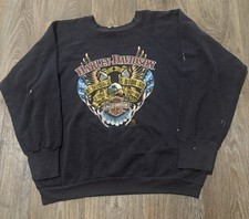 Vintage 80s Harley Davidson Men's 3D Emblem Eagle Sweatshirt sz XL