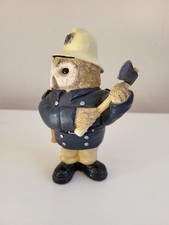 The Leonardo Collection Owl Figurine Wearing Fireman Uniform With Axe Resin
