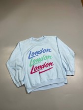Vintage Rare 70s 80s London Multicolor Logo Blue Sweatshirt Men Size M