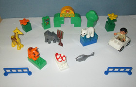 LEGO DUPLO BLOCKS  Zoo Animals Set - Elephant, Giraff, Tiger, Polar Bear, Keeper