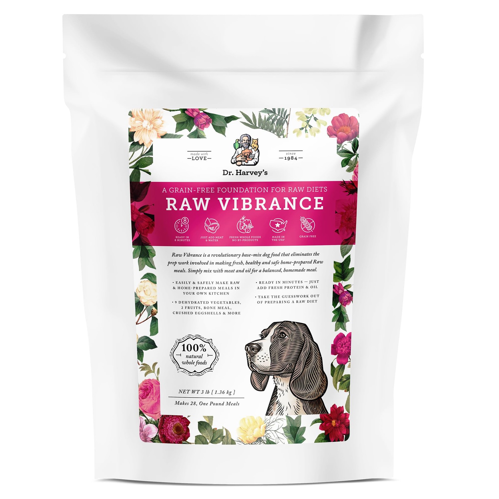 Dr. Harveys Raw Vibrance Dog Food, Human Grade Dehydrated Base Mix for Dogs, ...