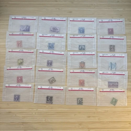 US Stamp Lot 20 Used Singles NH H 1910s-1950s Collection Vintage Glassines
