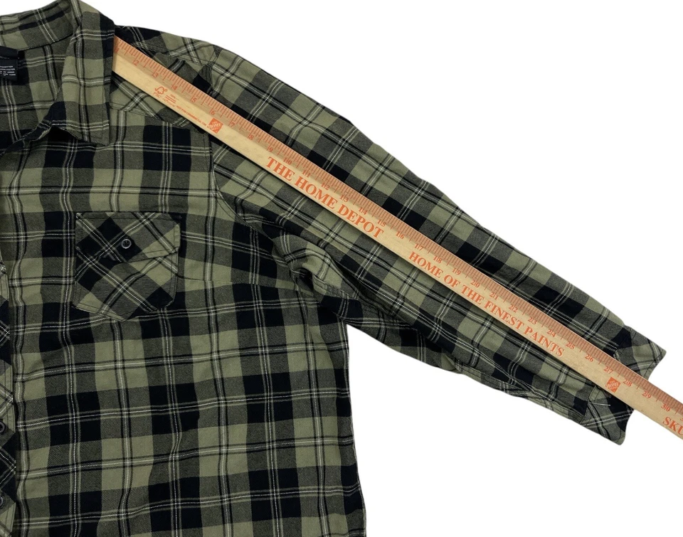 Disney Women Green Button Up Long Sleeve Plaid Shirt Sz 4 Tinkerbell - Image 4 of 4