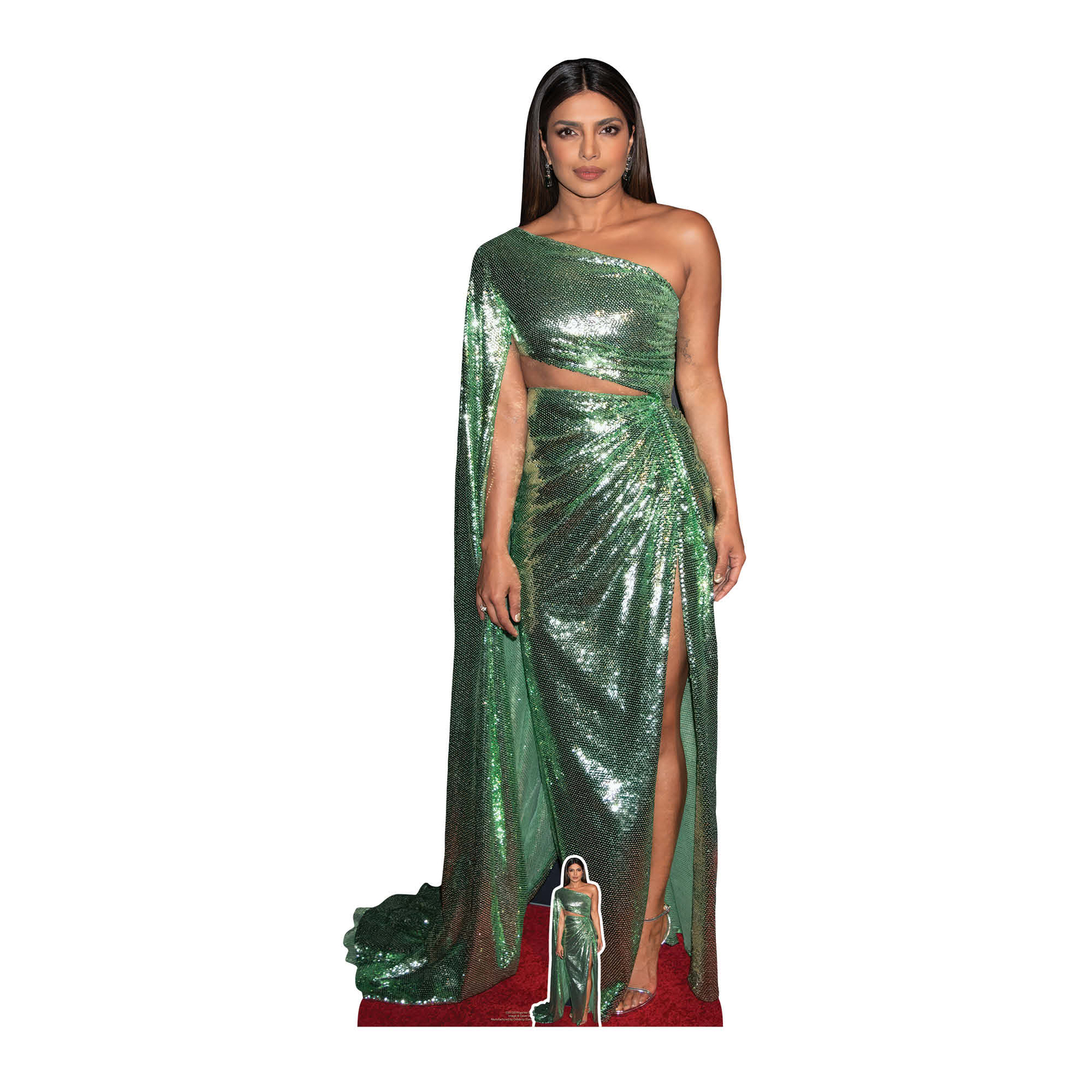 Priyanka Chopra Green Dress Cardboard Cutout with Free Mini Bollywood Standee