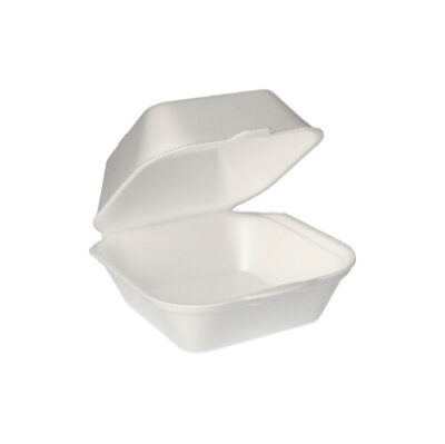 100 Hamburger-Boxen mit Klappdeckeln XPS eckig 7,5 cm x 12 cm x 12 cm weiss