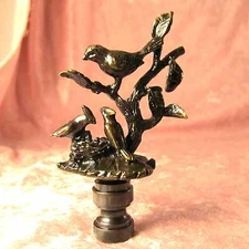 Birds In Branches & Nest LAMP FINIAL for old antique shade or lampshade