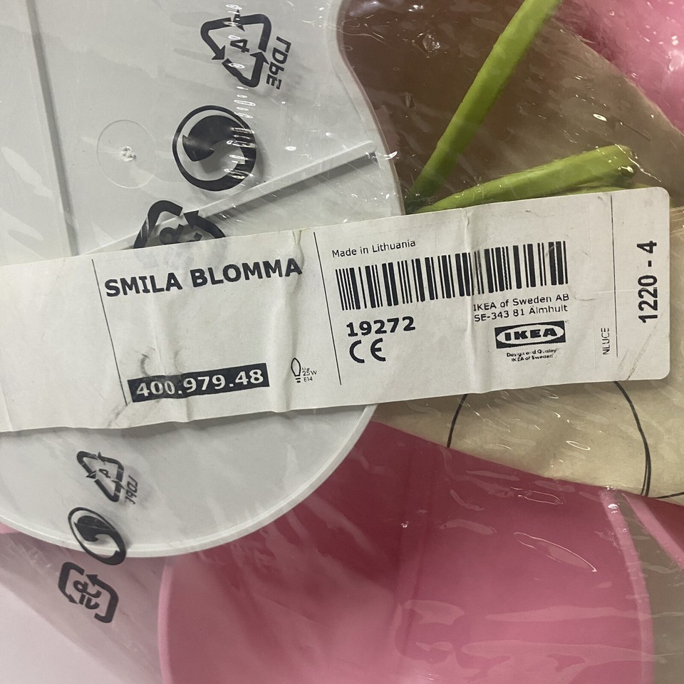 IKEA SMILA BLOMMA 14" Pink Flower NIGHT WALL LIGHT LAMP Girls Bedroom