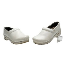 DANSKO Women  s 38 White Leather Professional Slip-On Clogs Comfort Shoes 7.5-8
