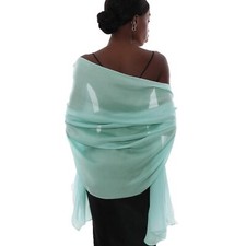 Womens Turquoise Scarf Pashmina Shawls and Wraps for Evening Dresses chiffon ...