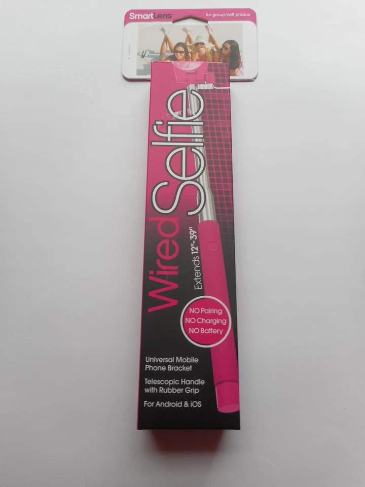 Universal Mobile Expandable Wired Selfie Stick For Android & iOS Pink or Black - Image 2 of 4