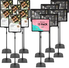 12 Pack Adjustable Poster Stand Holder 8.5X11 Inch Floor Standing Display Sign H