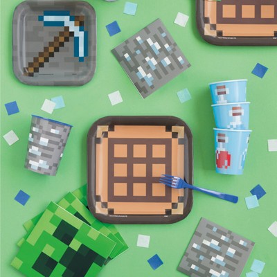 Minecraft Party Pack 116 Piece Set Plates Napkins Cups Banner
