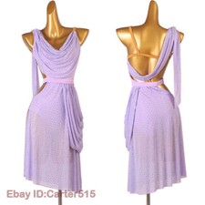 Latin Rumba Tango Samba Cha Cha Rhinestones Performance Dance Dress Ballroom