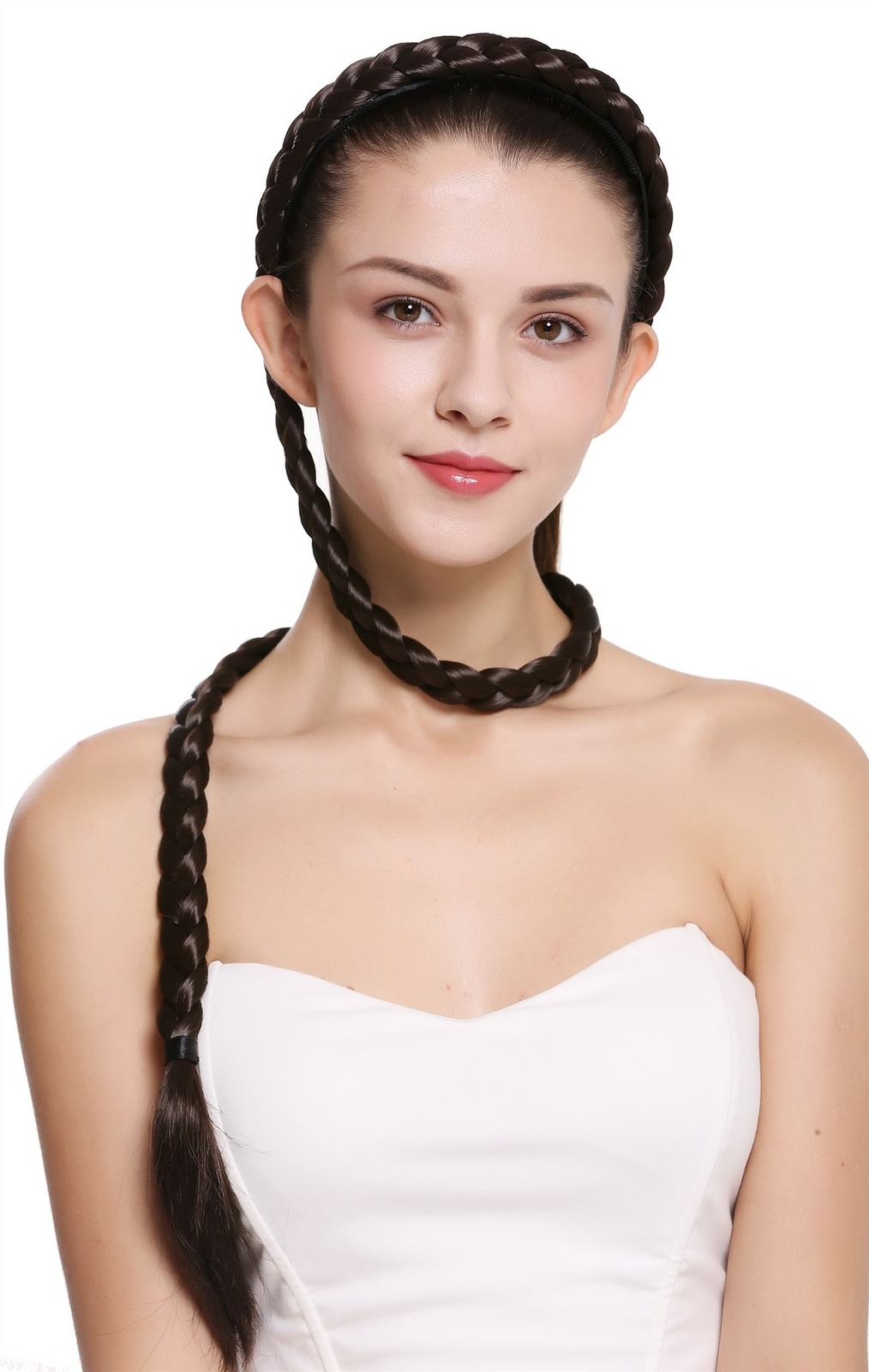 Hair Piece Braid An Headband Braided Super Long Costume Braun 95 CM N1038-6