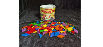 Vintage Ideal School Supply Co. No. 3664 Wooden Parquetry colored shapes