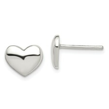 .925 Sterling Silver Polished Heart Post Love Earrings 8mm x 9.5mm