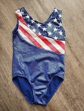 BAOHULU Girls Leotard Gymnastics Dance Patriotic Shimmer Red White Blue Size 4A