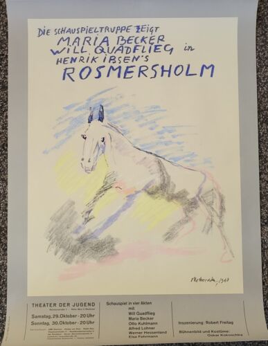 Plakat plakat - Maria Becker w Rosmersholmie Henrika ibsena - 1960 - Kokoschka - Zdjęcie 1 z 1