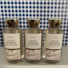 Three (3) ~ Bath & Body Works ~ Body Wash ~ Shower Gel ~ FRESH VANILLA BLOSSOMS