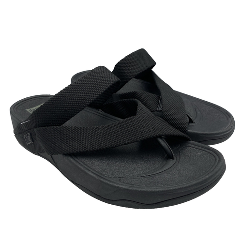 Mens Fitflop Sling Weave Toe Thong Sandals Black Uk 11 New Comfort AP9001 - Picture 3 of 7