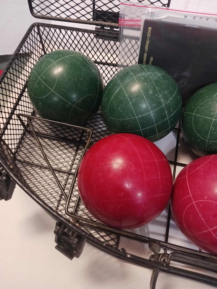 VINTAGE EDDIE BAUER COMPETION BOCCE BALL SET IN METAL CAGE eBay