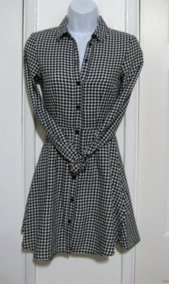 h&m checked shirt dress H & M Divided Lavender/Black Plaid Short Shirt Dress
