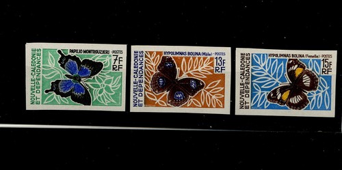 CALEDONIE IMPERF Papillons YT 341 343 344 non dentelés Neuf MNH ** année 1967