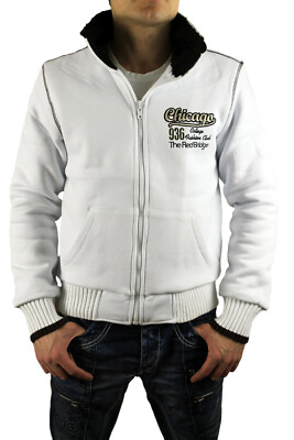 Redbridge Herren Sweat Winter Kapuzen Jacke Pullover Teddyfell Weiß Gr. M