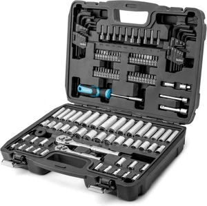 121-Piece Kits d'outils de mécanique, Incluez l'ensemble de chaussettes Sae/Metric, 72-Tooth Démarrer R
