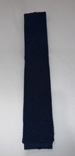 Salvatore Ferragamo Navy Blue Knitted Silk Square Tie 56” x 1.75