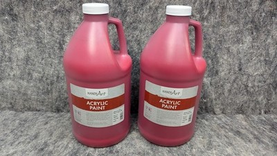2 x Bright Red/Brite Red Acrylic Paint, 64oz/1/2 Gallon Handy Art  NEW/SEALED 