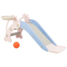 Toddler Slide with Basketball Hoop and Ball for Kids Age 3 and Up Playset, Pink