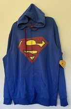 SUPERMAN Men  s Zip Up Hoodie Sz M 38/40 NWT