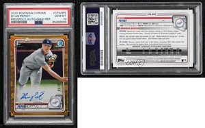 2020 Bowman Chrome Prospect Gold Refractor /50 Ryan Pepiot PSA 10 GEM MT Auto